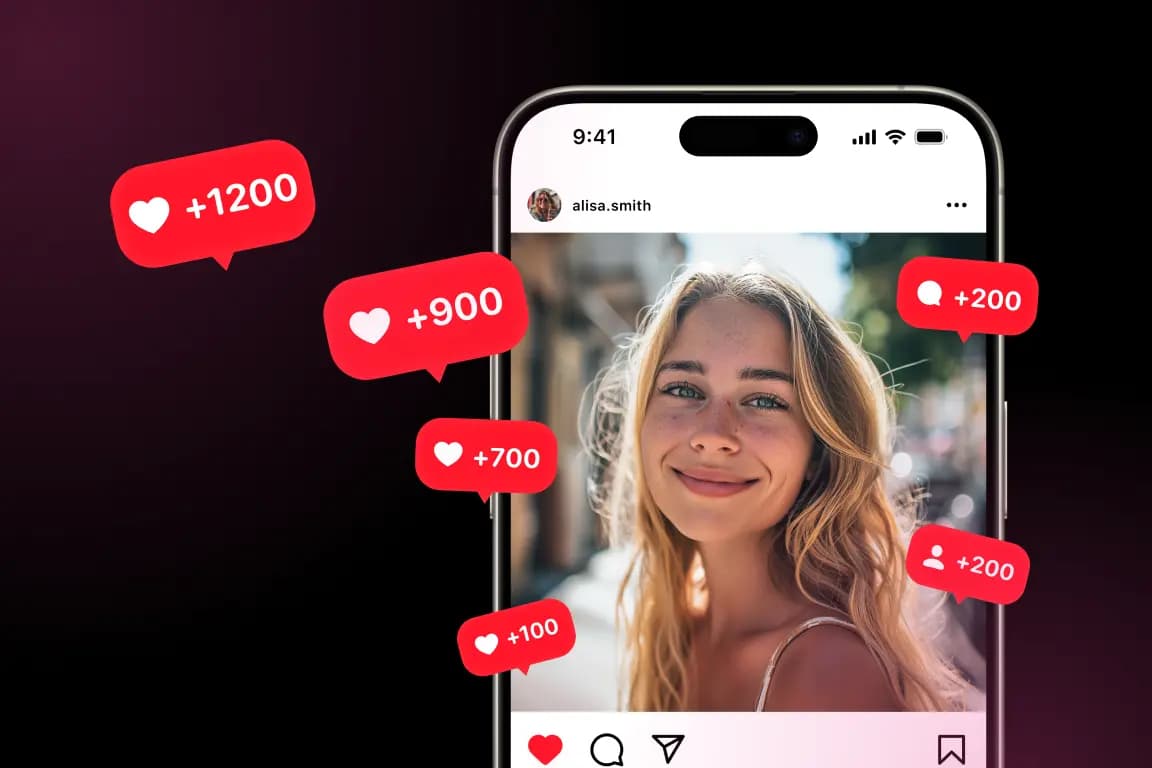 iPhone showing Instagram post gaining +1200 likes in real time